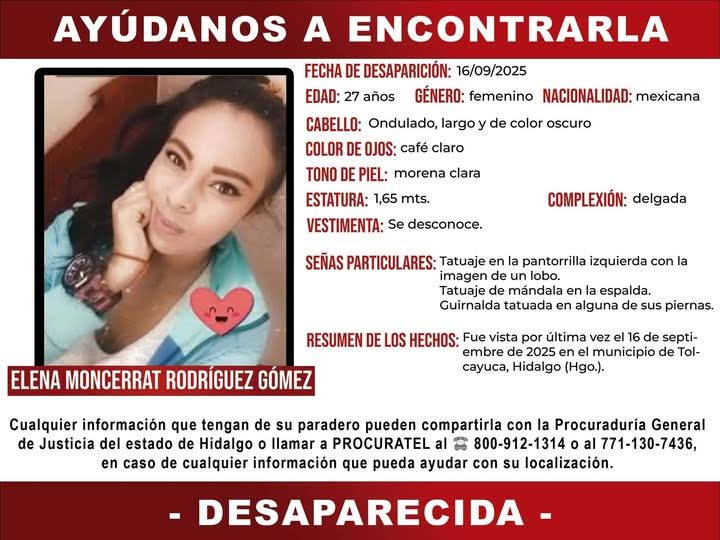 Familiares de Elena Moncerrat  mantienen su búsqueda