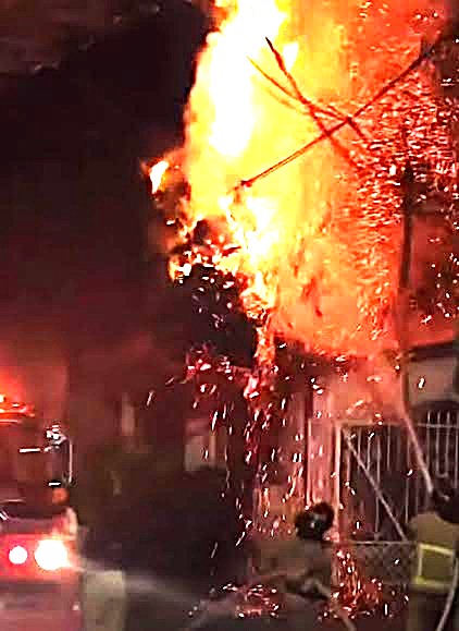 Pirotecnia provoca incendio en un árbol