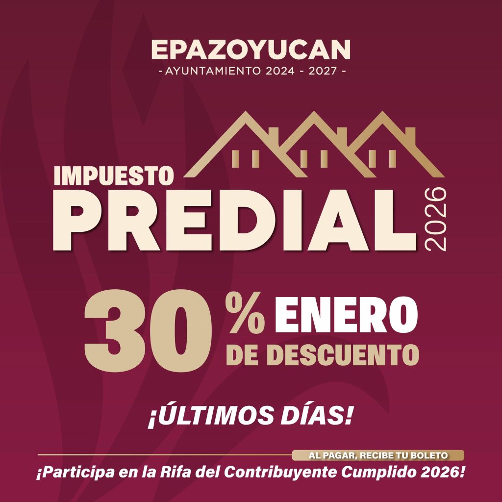 Termina descuento del predial en Epazoyucan