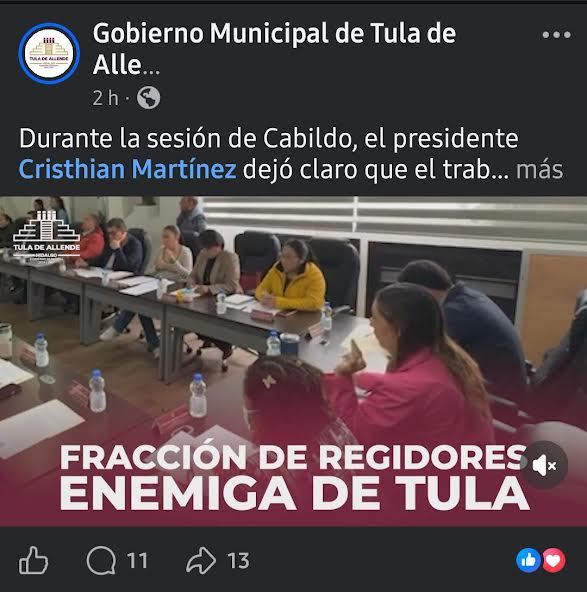 Gobierno de Tula usan redes oficiales contra sus opositores