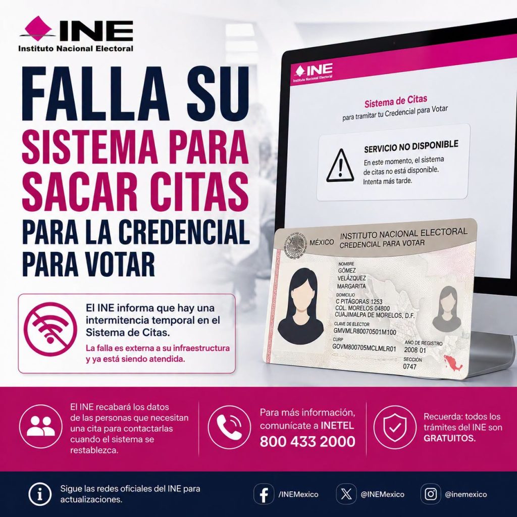 INE con fallas en citas por corte de fibra óptica
