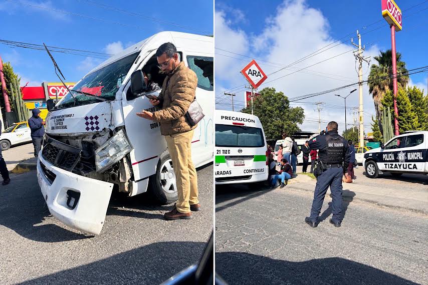 Camión de volteo embiste a combi