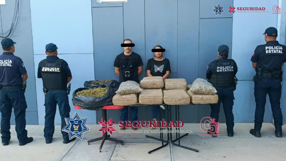 SSPH detiene a pareja con 72 kilogramos de marihuana